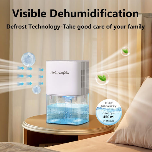 Dehumidifier 1657ML 58OZ Small Dehumidifier for Home 230 Ft² Safety Dehumidifiers Adjustable 10 Color Lights 5 Timers 3 Setting Modes Auto Shut Off Protection Low Noise For Bedroom Bathroom