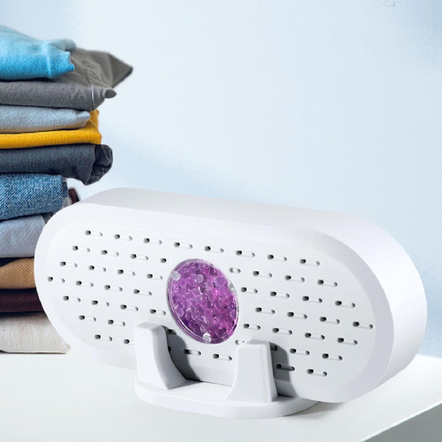 Mini Closet Dehumidifier, Rechargeable ABS 5W 6V White Effective Portable Electric Dehumidifiers Reusable Desiccant for Closet Shoe Cabinet