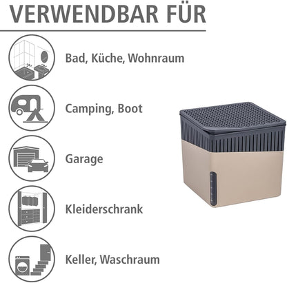 Portable Small Dehumidifier, Compact And Rechargeable, Moisture Absorber For Bathroom, Bedroom, Garage, Closet, 1400 Cubic Feet, 1.1lbs, Gray