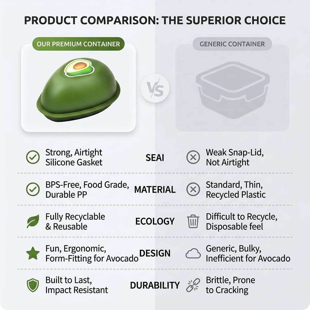 Avocado Saver Container, Avocado Keeper for Fridge, BPA Free PP Material with Transparent Lid, Reusable Hard Shell Avoca