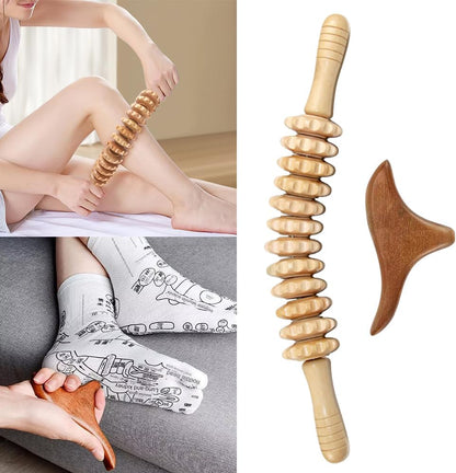 2pcs Wood Massage Roller,Manual Wooden Fascia Massage Tool