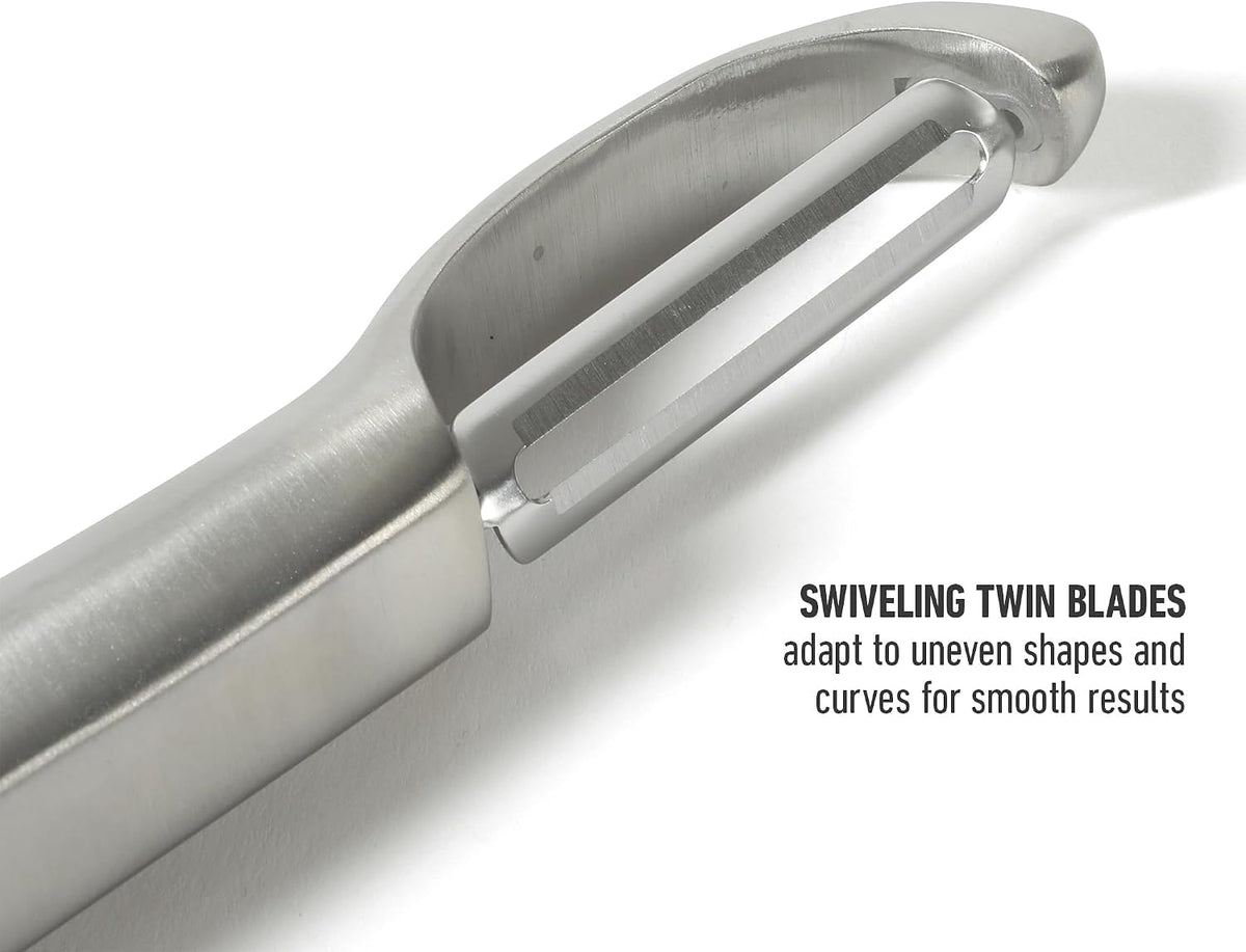 Calphalon Stainless Steel Vegetable Peeler with Swivel Blade, Ergonomic Non-Slip Grip Handle for Fruits & Vegetables, Kitchen Peeler for Smooth Peeling & Meal Prep
