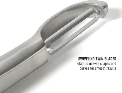 Calphalon Stainless Steel Vegetable Peeler with Swivel Blade, Ergonomic Non-Slip Grip Handle for Fruits & Vegetables, Kitchen Peeler for Smooth Peeling & Meal Prep