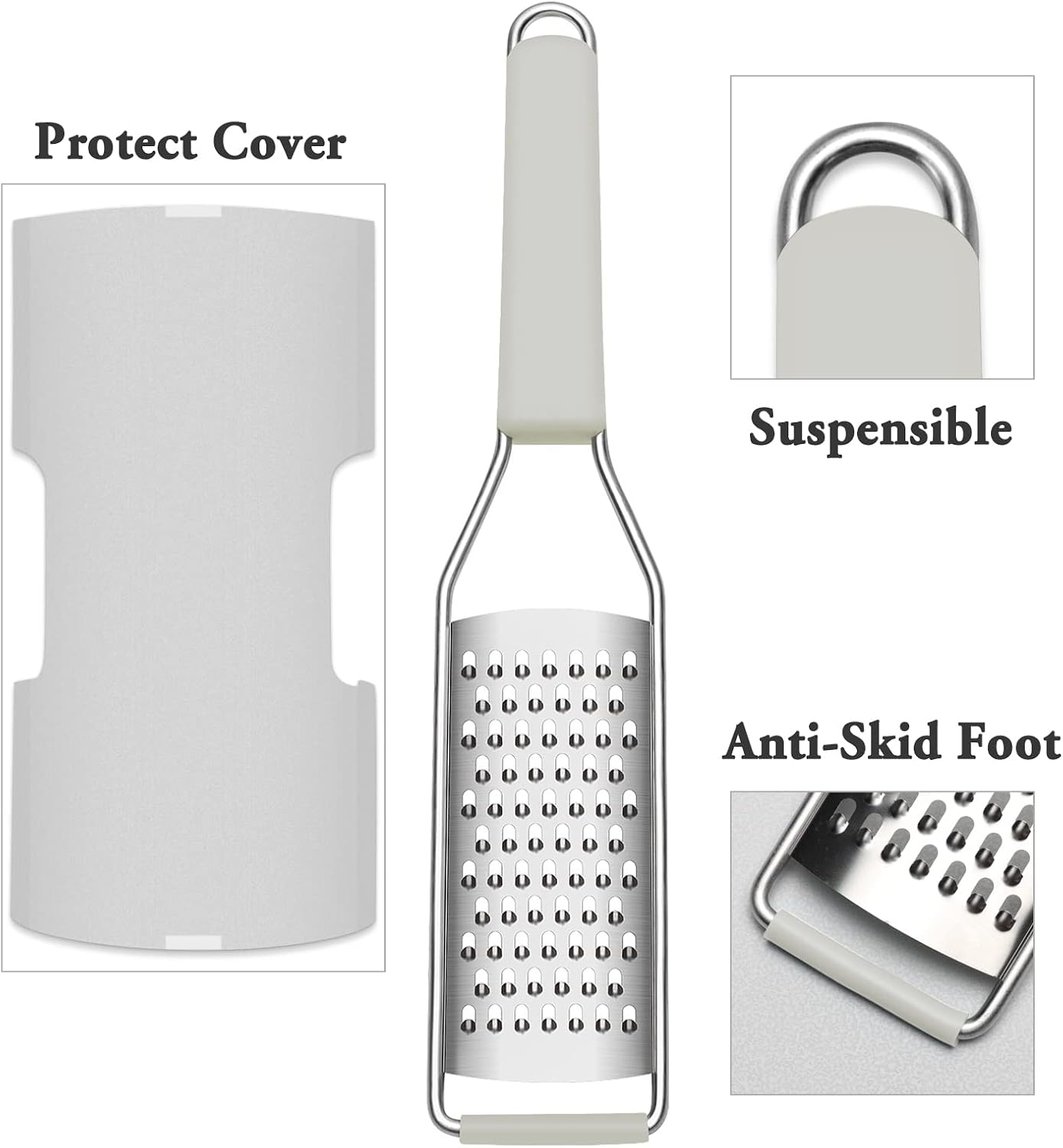 Cambom Lemon Zester Grater Three-piece Suit - Heavy Duty Kitchen Tool for Parmesan Cheese, Ginger, Garlic, Nutmeg, Chocolate, Vegetables，Fruits，Stainless Steel Grater Dishwasher Safe Black | 304 Stainless Steel, Sharp Tool for Parmesan Cheese, Ginger,