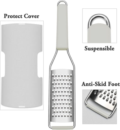 Cambom Lemon Zester Grater Three-piece Suit - Heavy Duty Kitchen Tool for Parmesan Cheese, Ginger, Garlic, Nutmeg, Chocolate, Vegetables，Fruits，Stainless Steel Grater Dishwasher Safe Black | 304 Stainless Steel, Sharp Tool for Parmesan Cheese, Ginger,
