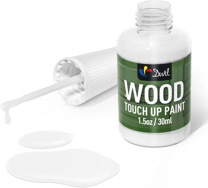 DWIL White Paint Touch Up Paint Pen- 1.5 Oz Wood Furniture Paint for Wood Refinishing, Quick-Dry White Paint for Wood Scratches, Chips and Spots on Furniture, Cabinets, Doors, Tables, Dressers (White)