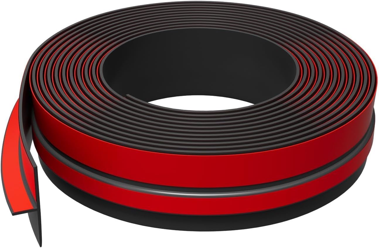 Elvone T-Shaped Weather Stripping Seal, Clear Silicone, 1.97 in x 20 ft | Flexible door seal strip covers door, window, and bathroom gaps; peel-and-stick design helps reduce drafts