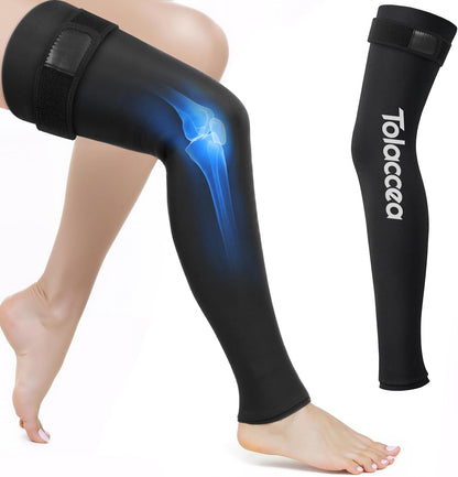 Full Leg Ice Pack Wrap with 360° Coverage with Strap for Muscle Recovery After Exercise, Ice Pack Wrap Around Entire Leg for Pain Relief, Foot Calf and Thigh Legs Shins Hamstrings (universal)