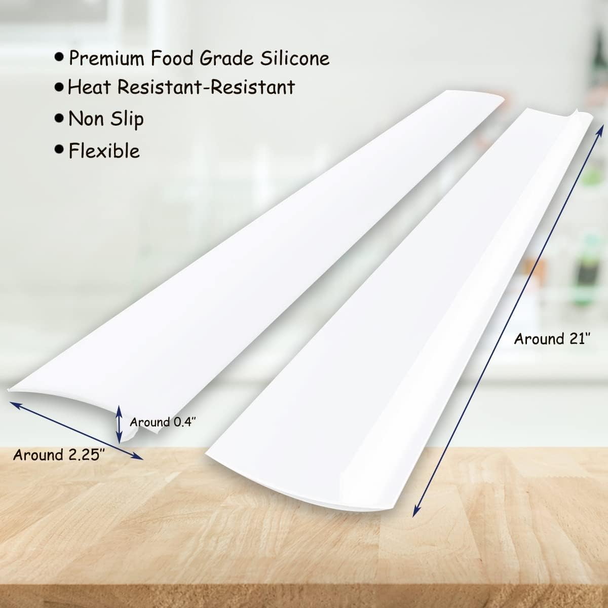Silicone Gap Covers, (2 PCS) Silicone Stove Gap(21 Inches, Semi Clear) | Filler Stopper Kitchen Stove Gap Covers - Flexible Stoves Counter Gap Cover, Food Grade