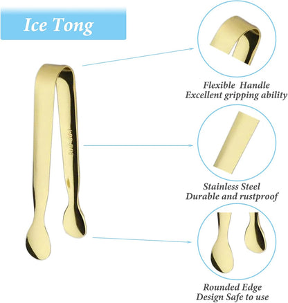6PCS Ice Tongs Mini Sugar Tongs 4.25Inch Stainless Steel Kitchen Utensils Set,Small Serving Tong and Tiny Kitchen Tong for Appetizers,Tea Party, Coffee Bar, Desserts by Sunenlyst (Silver)