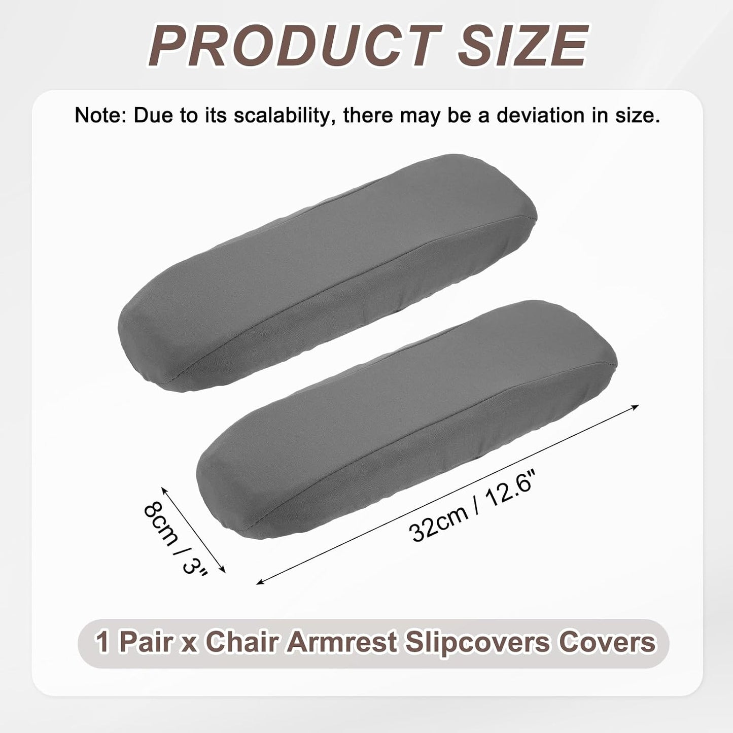 uxcell Chair Armrest Slipcovers Covers, 32 x 8cm Polyester Removable Seat Hand Rest Protector for Office Chairs Desk Chair(Dark Gray)