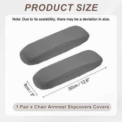 uxcell Chair Armrest Slipcovers Covers, 32 x 8cm Polyester Removable Seat Hand Rest Protector for Office Chairs Desk Chair(Dark Gray)
