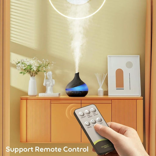 500ml Essential Oil Diffuser with Remote Control & Dual Mist Settings – Quiet Humidifier with 14‑Color LED, Timer & Auto Shut‑Off for Large Rooms, Bedroom, Office, Spa