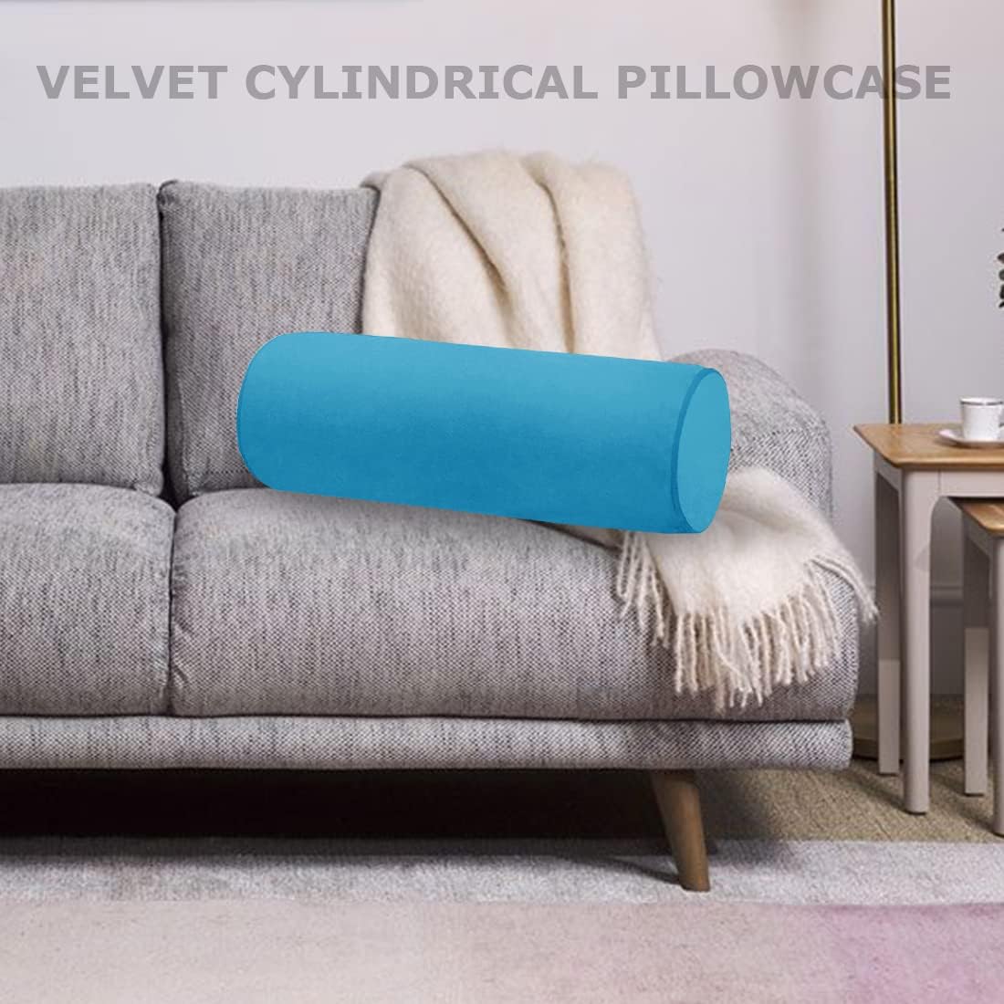 Neck Roll Pillowcases Velvet Cylindrical Pillow Covers 16"x6" with Hidden Zipper for House Home Decor Neck Roll Pillow Cervical Neck Roll Memory Pillow Cylinder Round Cushion (Black, 16x6)