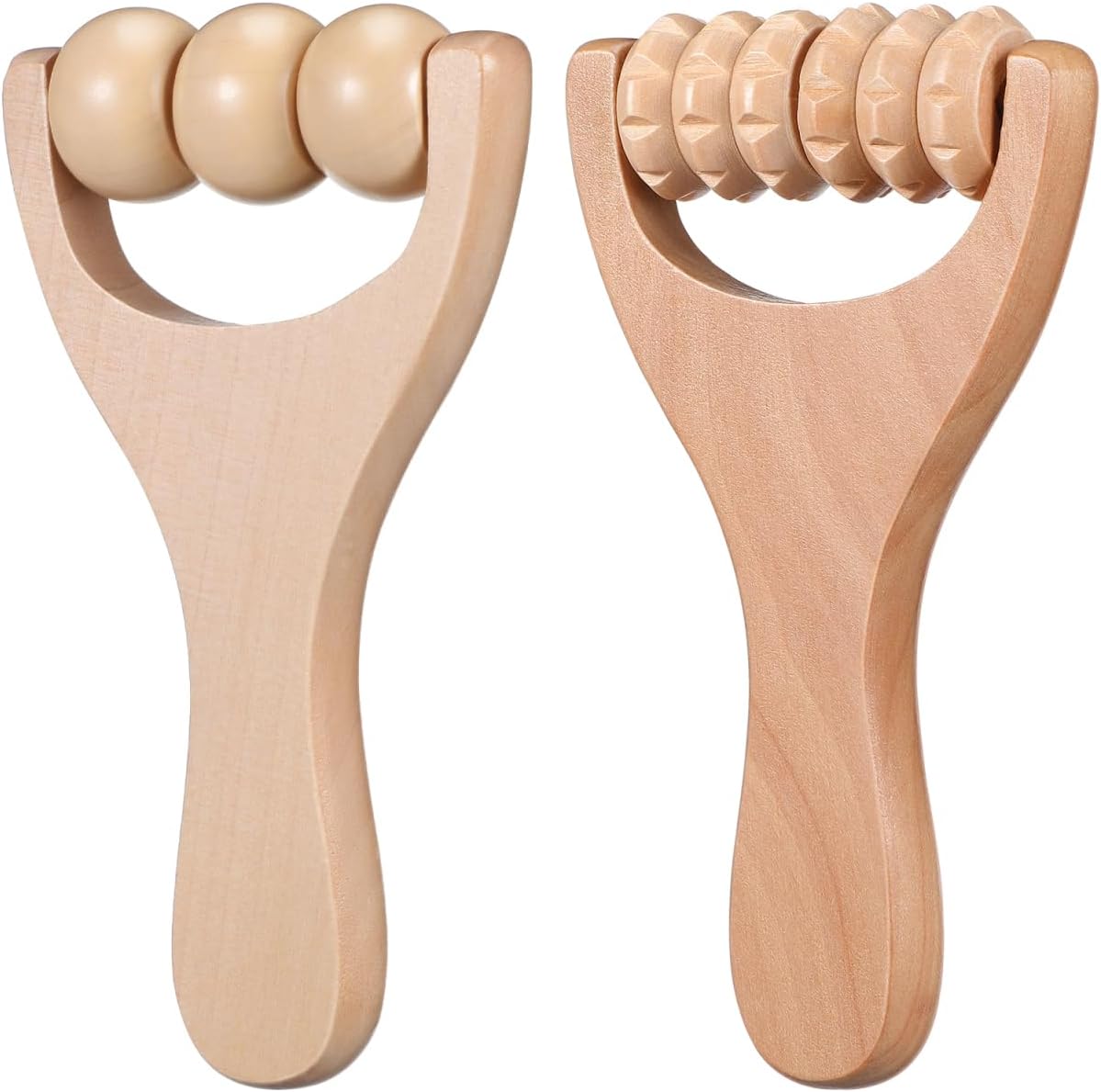 SHINEOFI 2 pcs Wooden Massage Roller Stick Handheld Foot Roller Massager for Acupoint Massage Compact Wood Therapy Tool for Shoulder Neck Legs Arms Back Travel Use