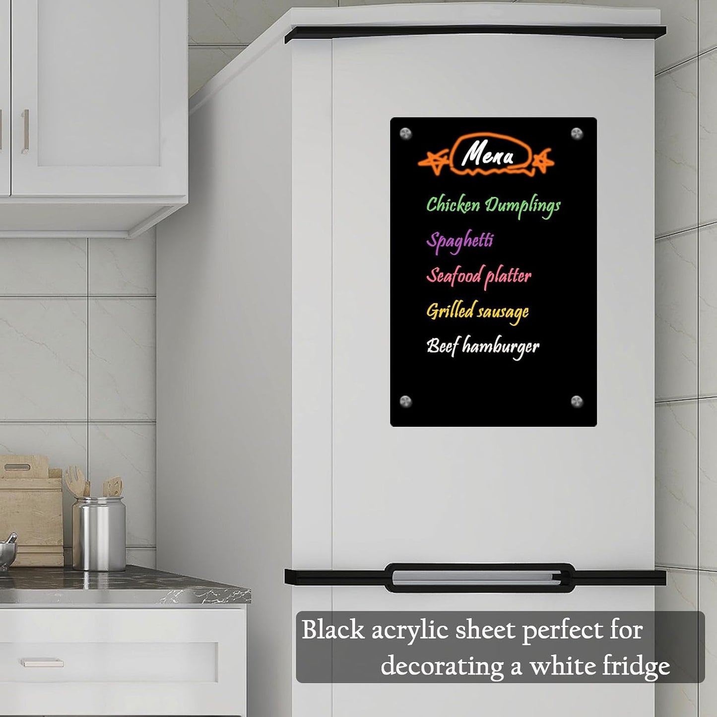 JonXon 8"x12" Acrylic Magnetic Dry Erase Board for Fridge, Clear Acrylic Magnet Calendar for Refrigerator,Includes 6 Dry Erase Markers(Clear Blank)