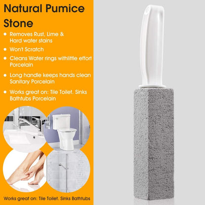Kadden 2 Pack Pumice Stone Toilet Bowl Cleaner with Handle, Hard Water Ring Remover & Stain Scrubber for Bathroom, Pool, Sink and Tub, Ergonomic Heavy Duty Cleaning Tool
