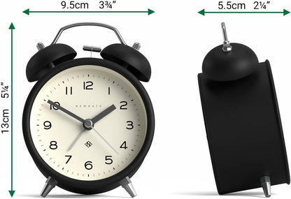 NEWGATE® Charlie Bell Echo Alarm Clock | Modern take on Classic Twin Bell Clock | Yellow | Easy to Read Numbers | Ideal for Bedside, Desk or Shelf | Modern Retro Bedroom & Office Accessory
