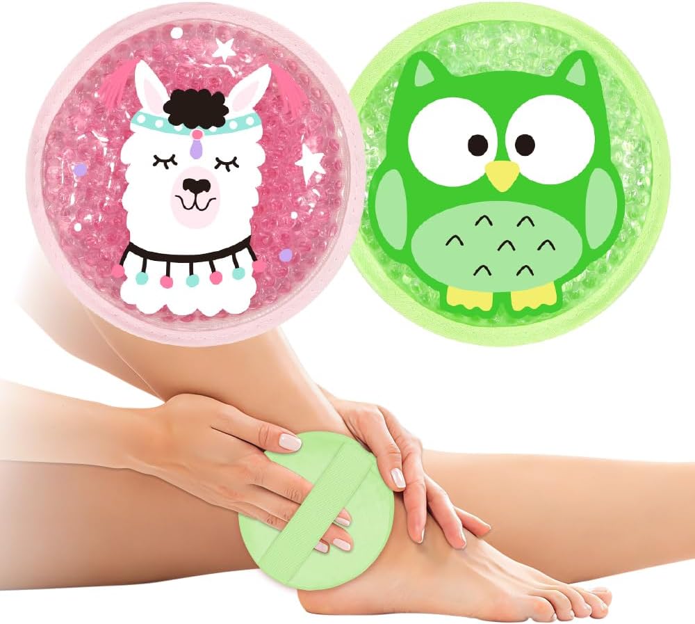 Gel Ice Pack for Injuries 2 Packs Cute Reusable Hot Cold Gel Packs for Fever Pain Relief Wisdom Teeth First Aid and Neck Head Arms Legs Knee Ankle