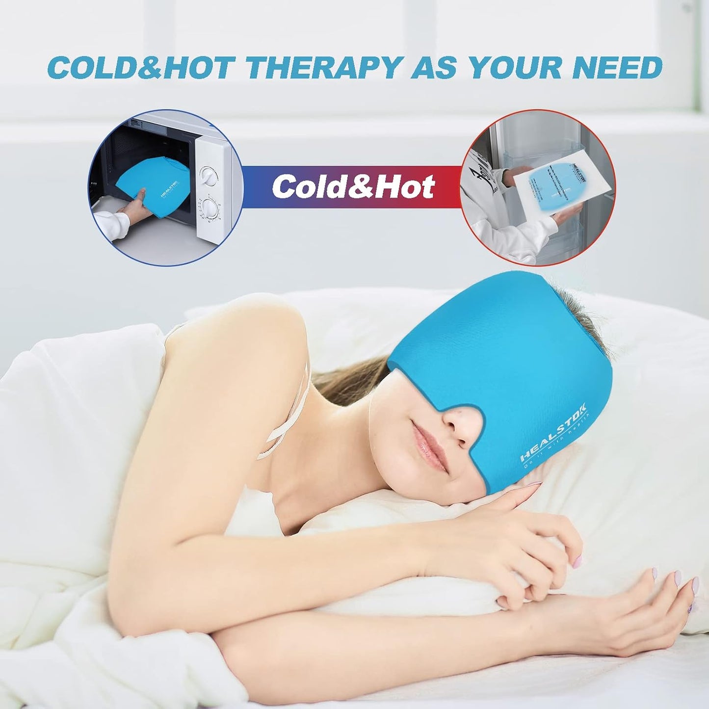 Cold Hat, Ice Cap, Cold/Hot Therapy Reusable Ice Head Wrap, Grey | 360°Compression Flexible Ice Pack Head Wrap, Cold Head Wrap, Migraine Relief Cap, Ice Head Wrap for Stress, Puffy Eyes