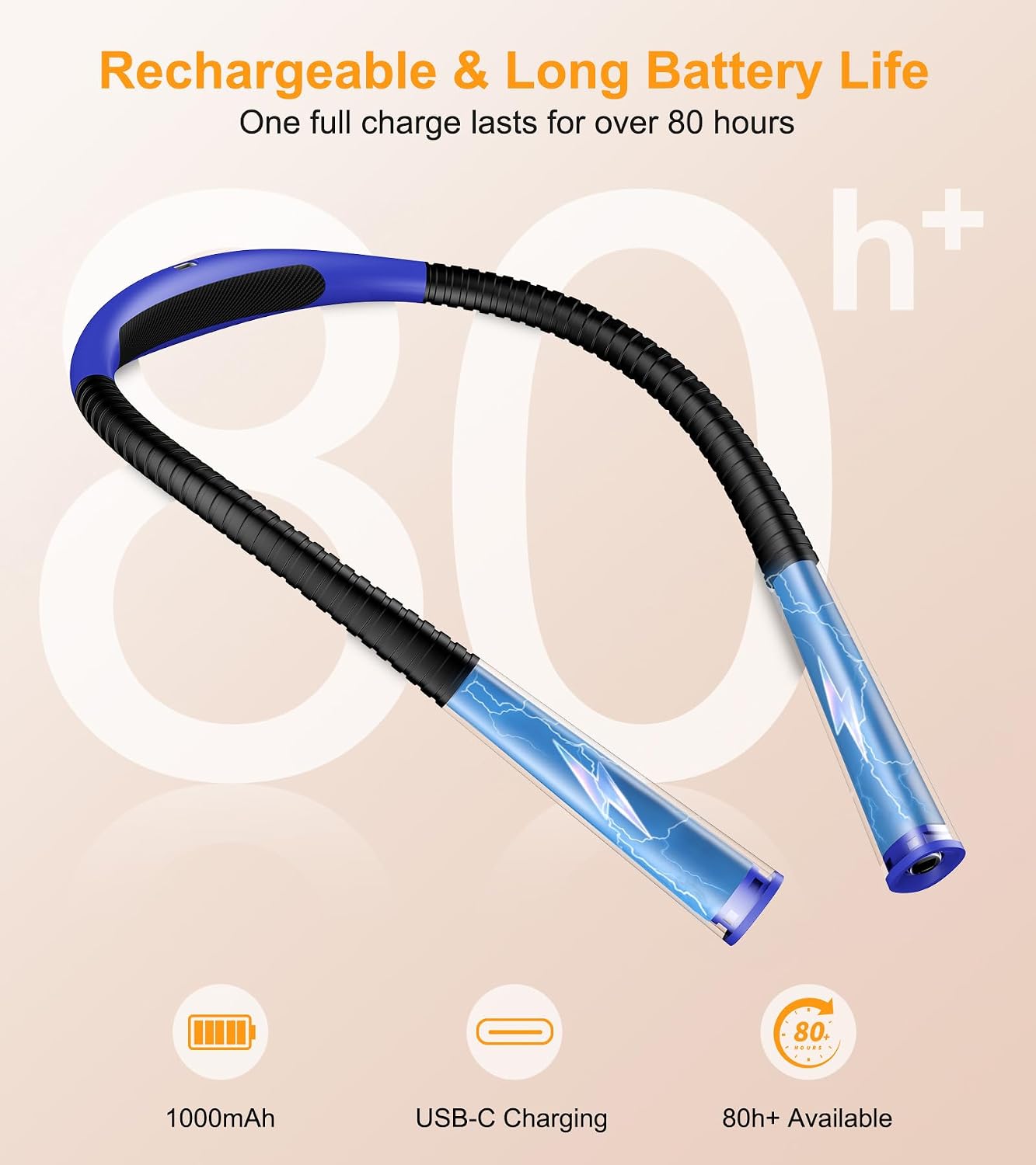 Gritin Book Light, Eye Caring 4-Color&5-Brightness Neck Light Reading Light | Stepless Dimming, 30-min Timer, 80+ Hrs Runtime, Bendable Round Neck Design, Lightweight for Reading, Knitting, Repairing