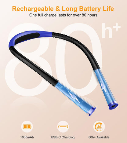 Gritin Book Light, Eye Caring 4-Color&5-Brightness Neck Light Reading Light | Stepless Dimming, 30-min Timer, 80+ Hrs Runtime, Bendable Round Neck Design, Lightweight for Reading, Knitting, Repairing