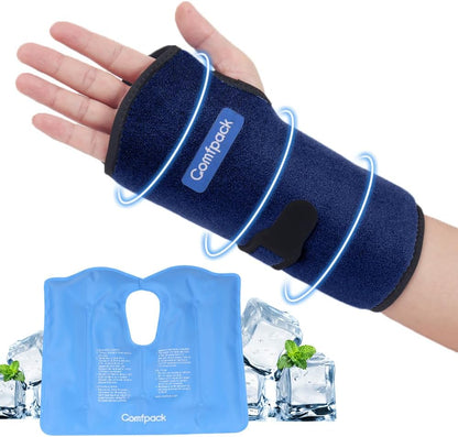 Wrist Ice Pack Wrap for Carpal Tunnel Relief with 2 Gel Ice Packs | Reusable Wrist Brace Compression Sleeve for Injuries, Tendinitis, Swelling, Surgery Recovery, Detachable Gel Inserts, Gifts