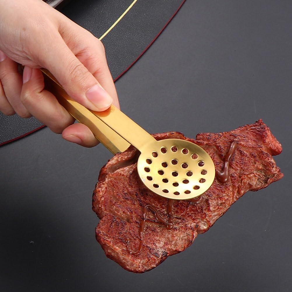 3Pcs Stainless Steel Tea Bag Squeezer Tongs Clamp Tea Strainers Holder Lemon Clip Tea Bag Squeezer Tongs Picker for Serving Tea Bag, Coffee Filters, Ice Cube, Sugar, Cafe, Bar and Home Use, Gold