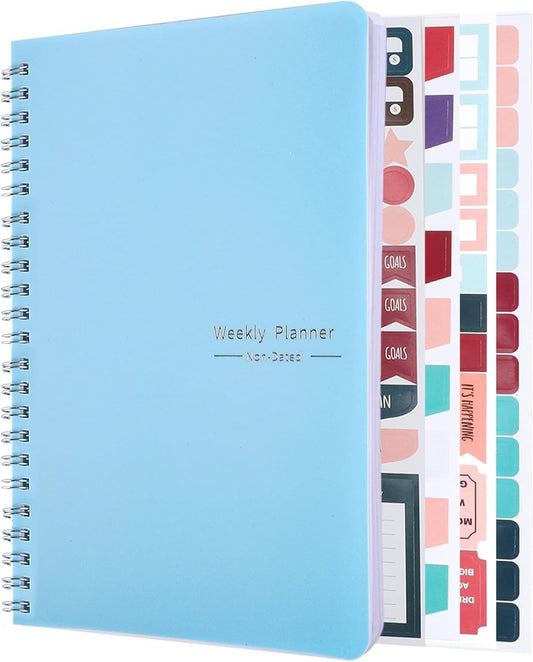 Thboxes A5 Weekly Planner Notebook, 52 Week Undated Journal for Women, Pink | Spiral Binding, Stickers, Planners for Home, Work, Office, College, School Supplies for Girls, Kids, Students, Teachers Gifts