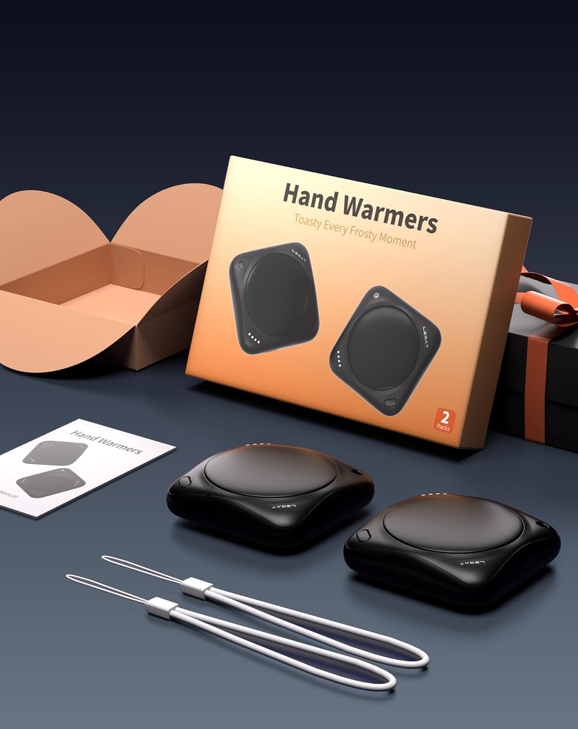 Lerat Hand Warmers Rechargeable, 2 Pack Electric Hand Warmers, Reusable Portable Pocket Handwarmers, USB Rechargeable, Gifts for Men & Women, Indoor Outdoor Use, Hiking, Skiing, Camping, Hunting