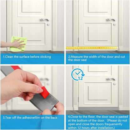 Ainiv Door Draft Stopper Under Door Seal, 2" W x 39" Cutable Soundproof Door Seal, Adhesive Under Door Sweep Weather Stripping Soundproof Kit, Under Door Draft Stopper Seals Anti-Collision-Black