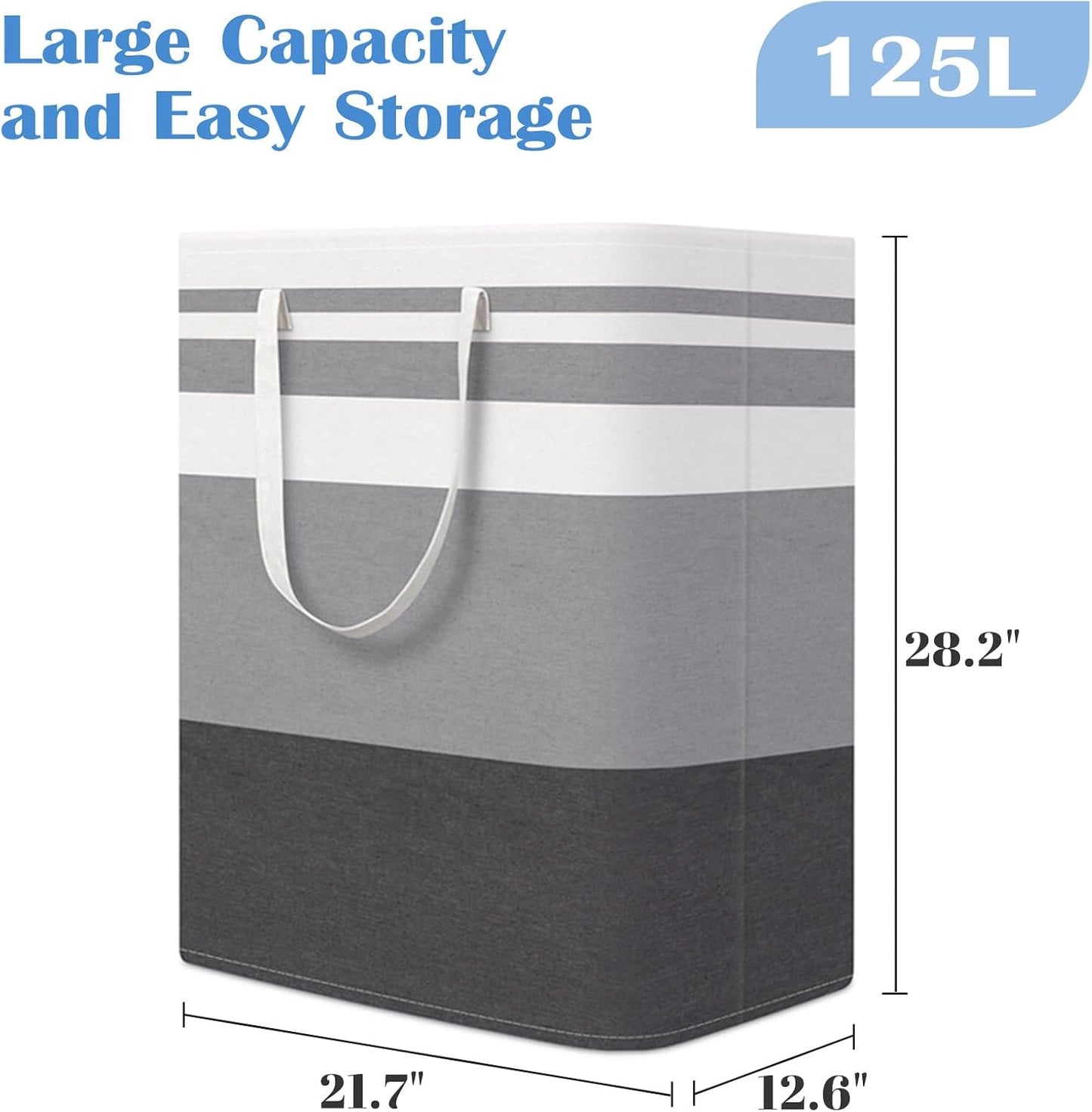 BlissTotes 3-Pack Laundry Basket, Collapsible Laundry Hamper, Grey, 75L | Laundry Clothes Hamper, Hampers for Bedroom, Freestanding Hamper with Handles, Clothes Laundry Basket