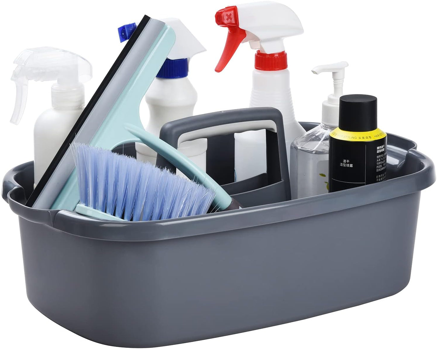 Haundry Large Cleaning Caddy with Handle, Cleaning Tool Storage Basket Organizer, Sturdy Pail Bucket Organizer, Household Bucket for Cleaning Supplies - Clear