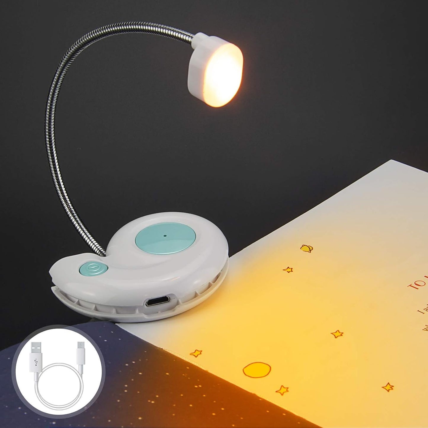 Kids Rechargeable Book Light, Clip on Reading Light for Kid, Kids Reading Lights, Amber Book Light for Reading in Bed, 2 Lighting Modes, Blue Light Blocking, Bookmark Light for Bookworms-Green