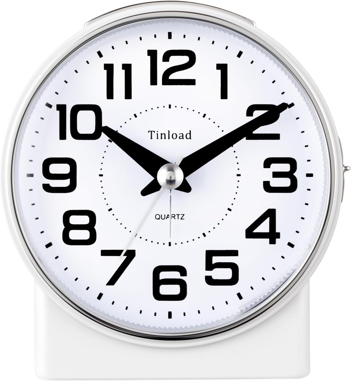 Tinload 4.3" No Ticking Analog Alarm Clock,Silent Readable for Seniors,Easy to Set,Gradual Rise Alarm,Big Numbers,On/Off Switch on Side,Gentle Wake,Snooze,Lighted on Demand,Battery Operated,Black