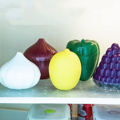 XIYUAN 6PCS Fruit and Vegetable Shaped Food Saver Reusable Sealed Crisper For Pepper Saver, Avocado Onion Garlic Tomato and Lemon Keeper,Refrigerator Vegetable Crisper Food Storage Containers Holder
