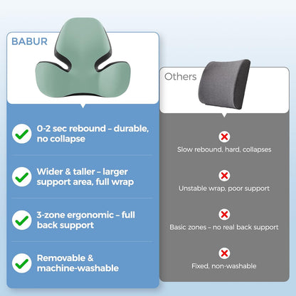 BEBAS Lumbar Support Pillow for Car, Memory Foam Back Cushion for Driving