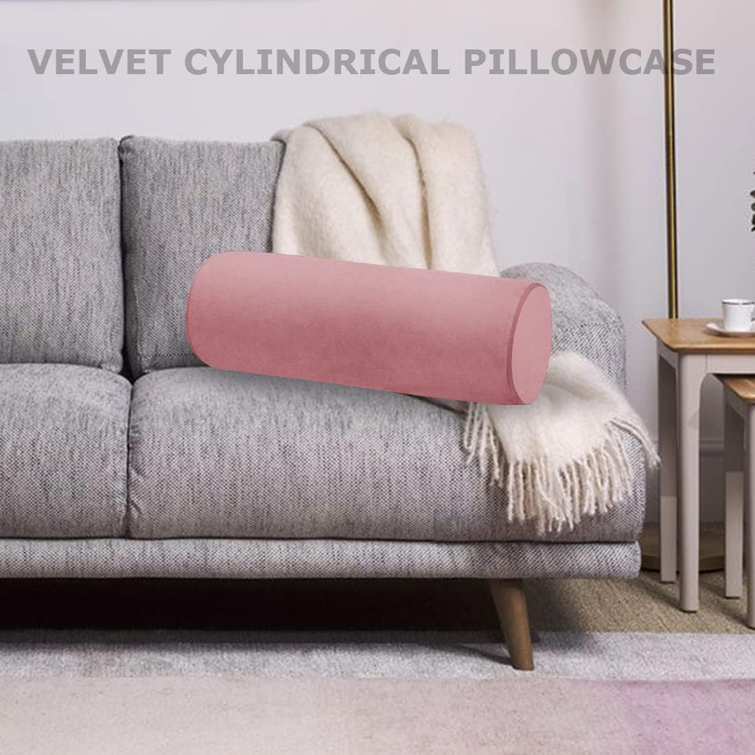 Neck Roll Pillowcases Velvet Cylindrical Pillow Covers 16"x6" with Hidden Zipper for House Home Decor Neck Roll Pillow Cervical Neck Roll Memory Pillow Cylinder Round Cushion (Black, 16x6)