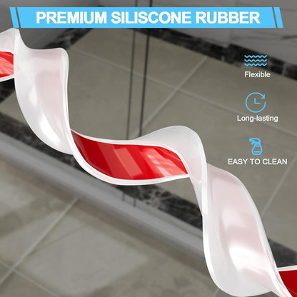 Duzzy Shower Threshold Water Dam Guard, Silicone Rubber Shower Door Bootom Seal Strip for Walk in Shower (39 Inch, Clear)