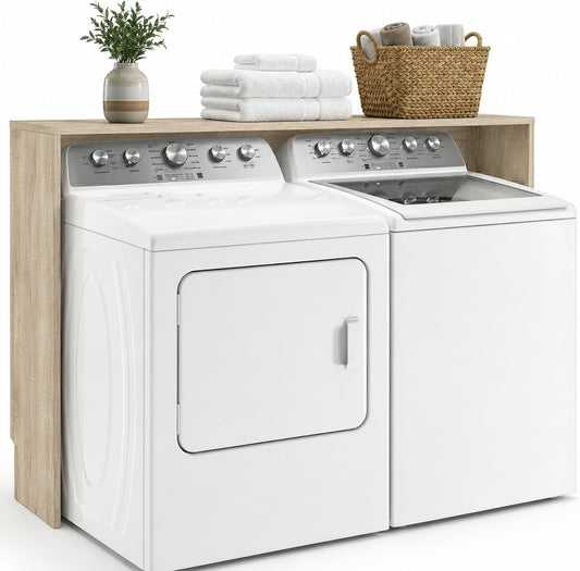 Over the Washer and Dryer Storage Shelf, Laundry Shelf, White | Engineered Wood, Laundry Room Organizer with Side Panels, Wall-Mounted, Top Surface for Folding and Supplies