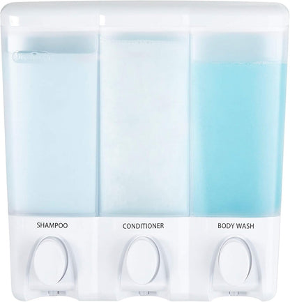 Better Living Products 72350 Clear Choice 3-Chamber Shower Dispenser, White