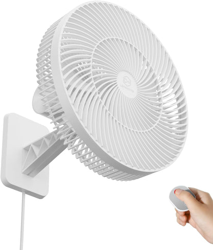 LEMOISTAR 8 Inch Small Wall Mounted RV Fan with Remote Control, 90° Oscillating, 4 Speeds, 4 Timer, Adjustable Tilt, 70 Inch Cord, Quiet, for Corner Bedroom Home Office Garage-Black