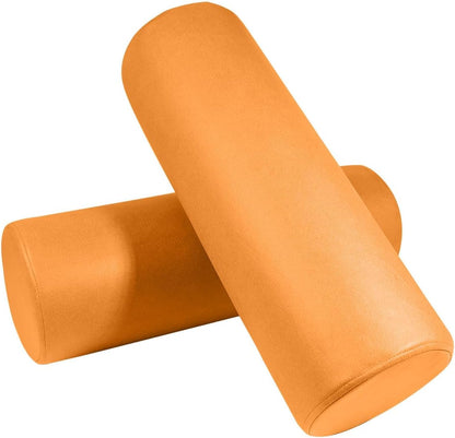 2 Pack Neck Roll Pillow, High-Density Foam Cylinder Bolster Pillow for Neck, Back & Lumbar Support, Ergonomic Round Pillow for Side Sleepers, Sleeping, Removable Washable Cover (7.9''x23.6'' Orange)