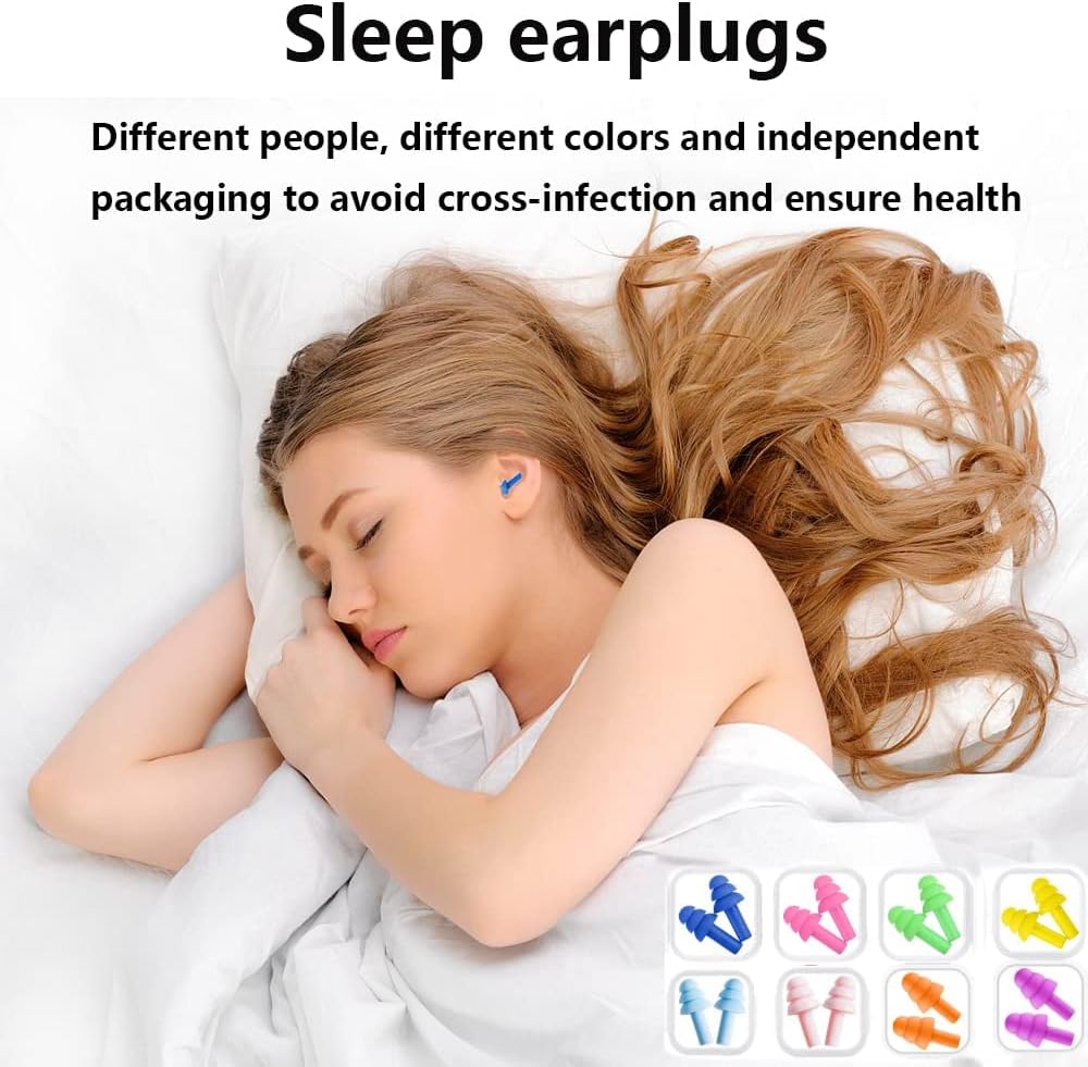 Earplugs for Sleeping Noise Cancelling, 8Pairs Reusable Ear Plugs