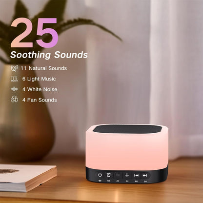 SleeZOO Sound Machine White Noise Machine with 25 Soothing Sounds 12 Colors Light with 10 Adjustable Levels 32 Adjustable Volumes 5 Timers Portable Sleep Machine for Adults Kids Baby (Wood)