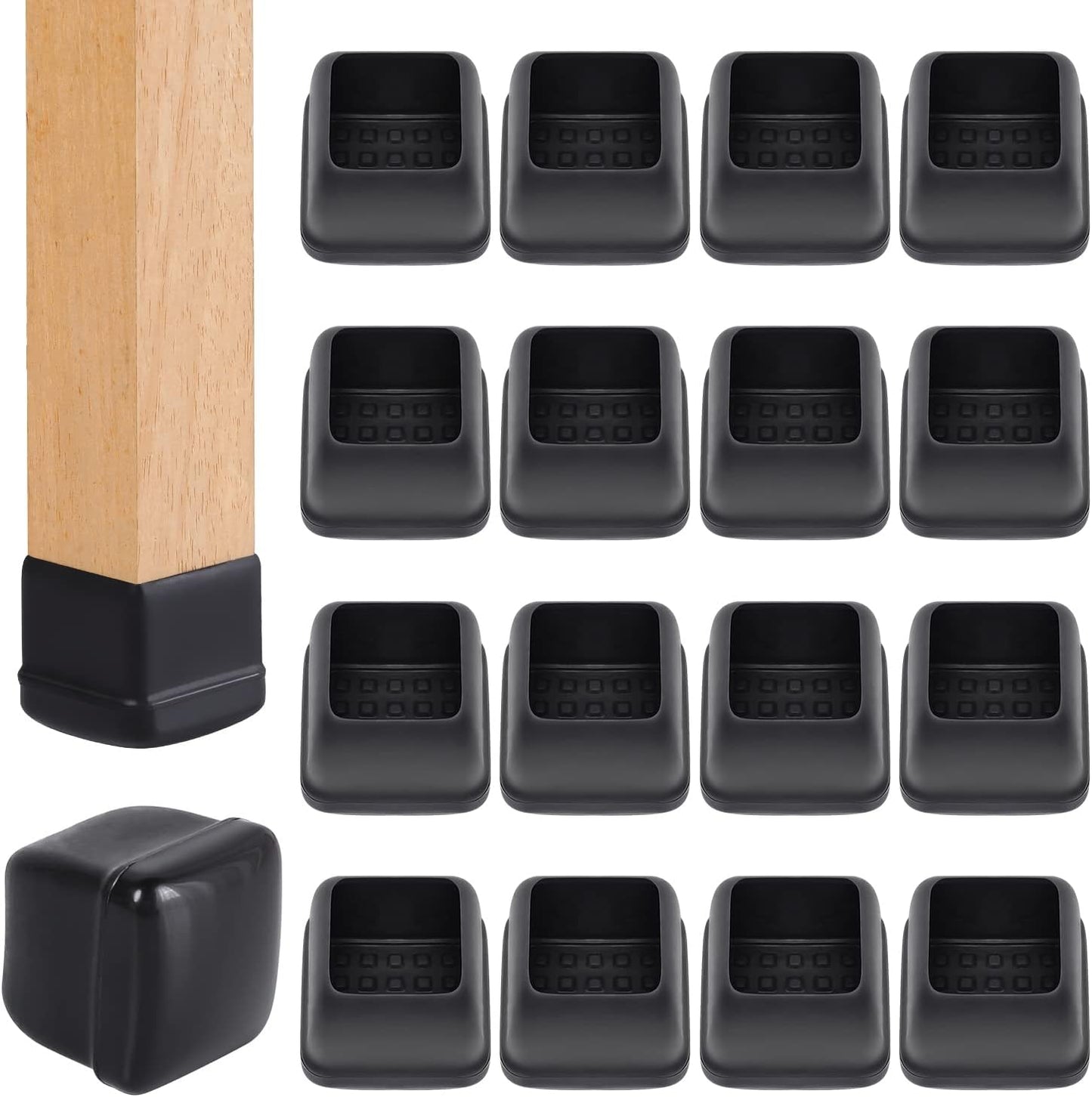 Ezprotekt Chair Leg Sliders for Carpet, 24 Pcs Square Chair Glides for Carpet, Carpet Furniture Pads Stool Leg Protectors Caps, Carpet Furniture Glides Quickly and Easily (L Fit:1" - 1.4")