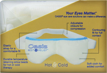 Oasis Rest & Relief® Reusable Hot and Cold Eye Mask – Microwavable Warm Eyelid Compress & Cooling Mask for Soothing Daily Eye Hygiene & Comfort (OM8000)