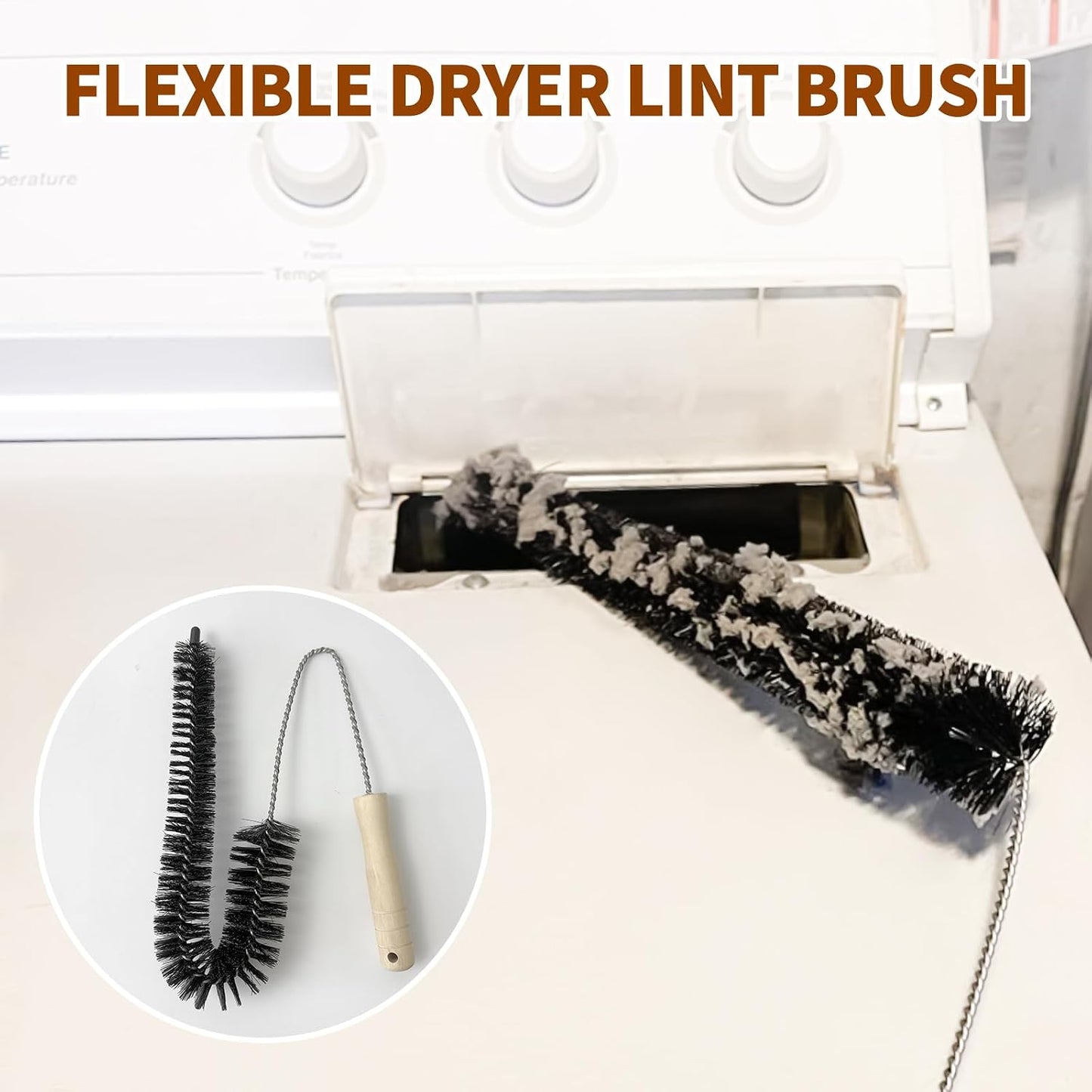 2Pack Flexible Dryer Vent Cleaning Brush - 304 Stainless Steel Lint Remover Refrigerator Coil Cleaning Brush Clothes Trap Duct Remover Home Essential Cleaning Tool Dryer Lint Brush