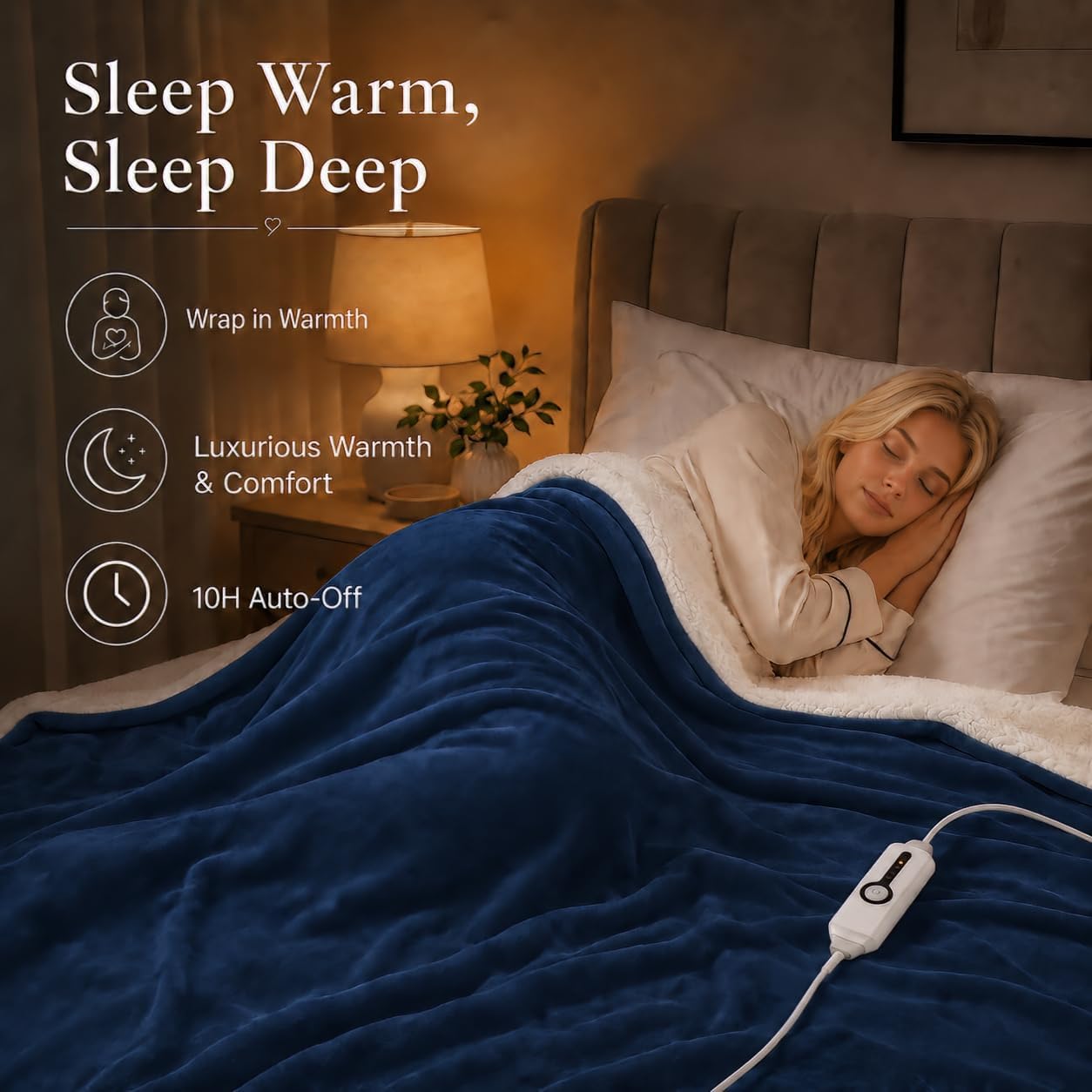 Electric Heated Blanket Full Size 72"x84" – Light Gray | ETL for Safe Overnight, 4 Heat Settings & 10H Auto Off, Dual-Sided Microplush Sherpa for Home Night, Machine washable