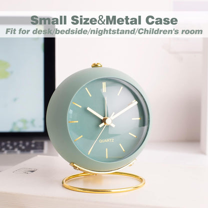AYRELY® Battery Operated Analog Desk Alarm Clock with Light, Table Clock | Retro Aesthetic Clock with Silent Non-Ticking Movement for Bedside, Bedroom, Kitchen, Office, Travel & Kids' Room(Light Pink)